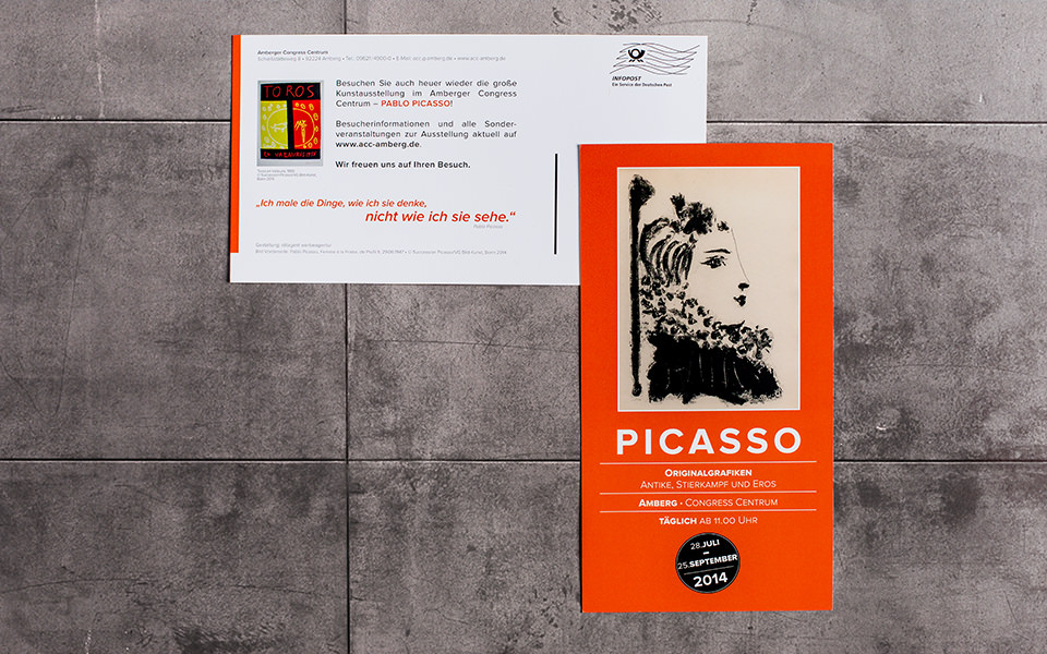 Grafikdesign für die Picasso-Ausstellung im Amberger Congress Centrum - Postkarte