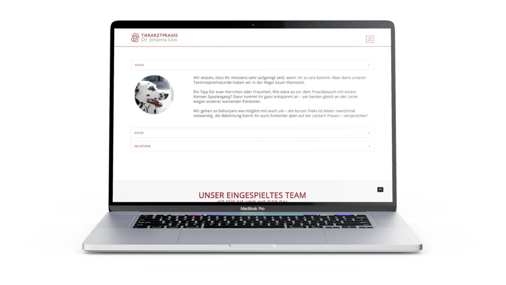 Homepage der Tierarztpraxis Dr. Löw aus Kümmersbruck - Responsive Webdesign - Leistungen
