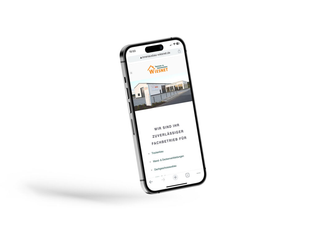 Gestaltung der Webseite für Innenausbau Wiesnet - iPhone